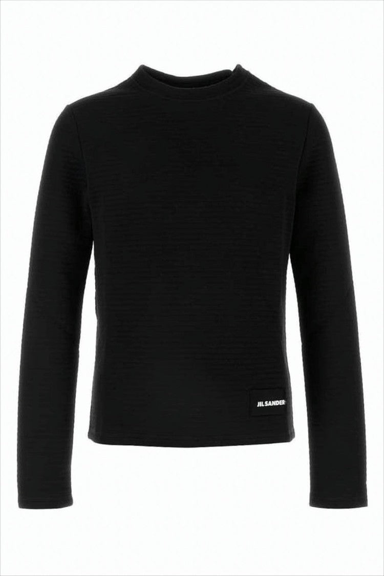 Slightly Cropped Long-Sleeve Top with Subtle Texture