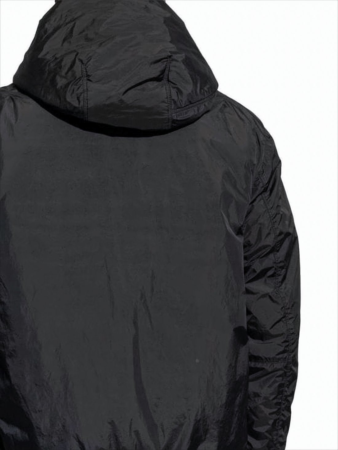 Crinkled Nylon Down Jacket with Hood