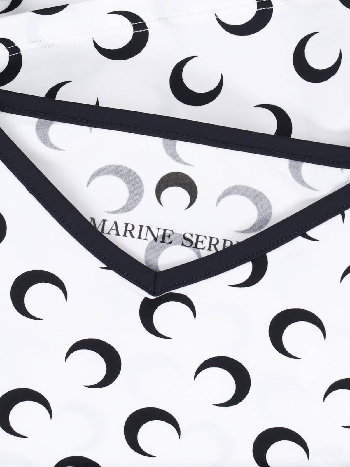 White Black Crescent Moon Crop Top
