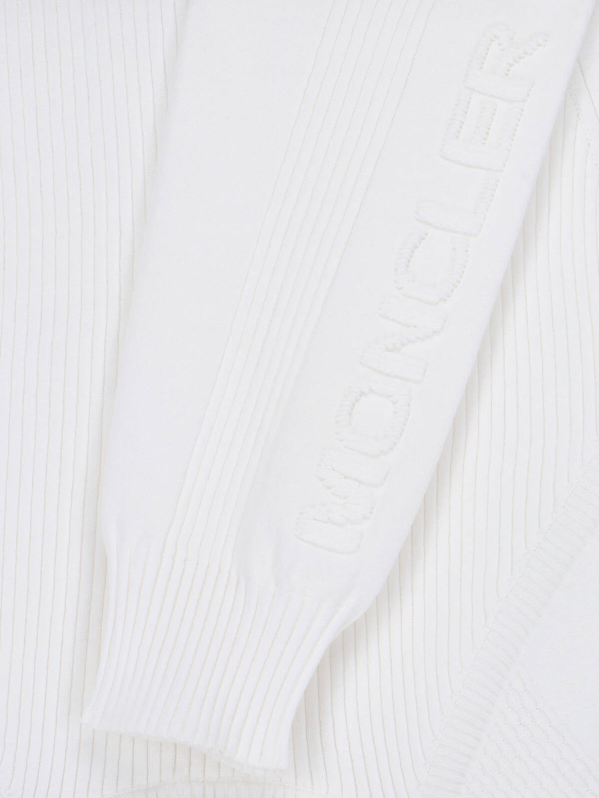 White Ribbed Viscose Blend Logo Sweater