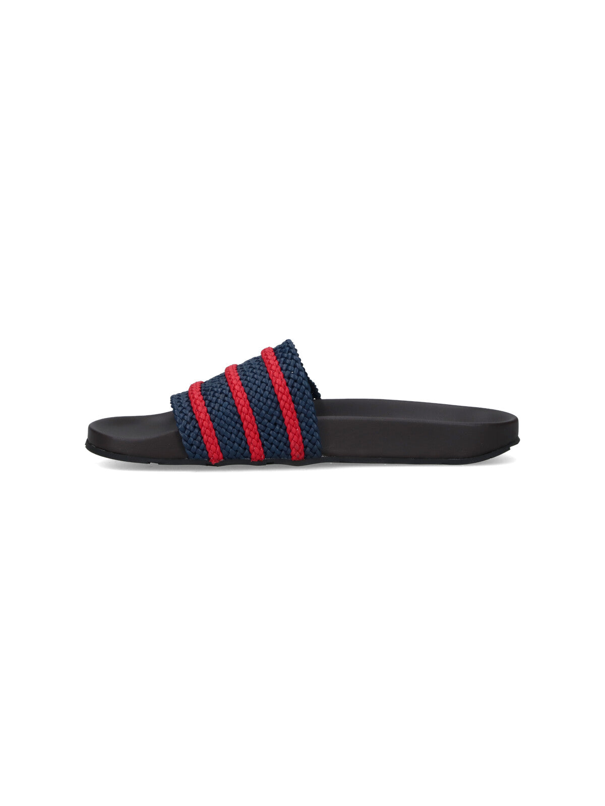"Adilette" Slides, In Blue Fabric, Dark Tone