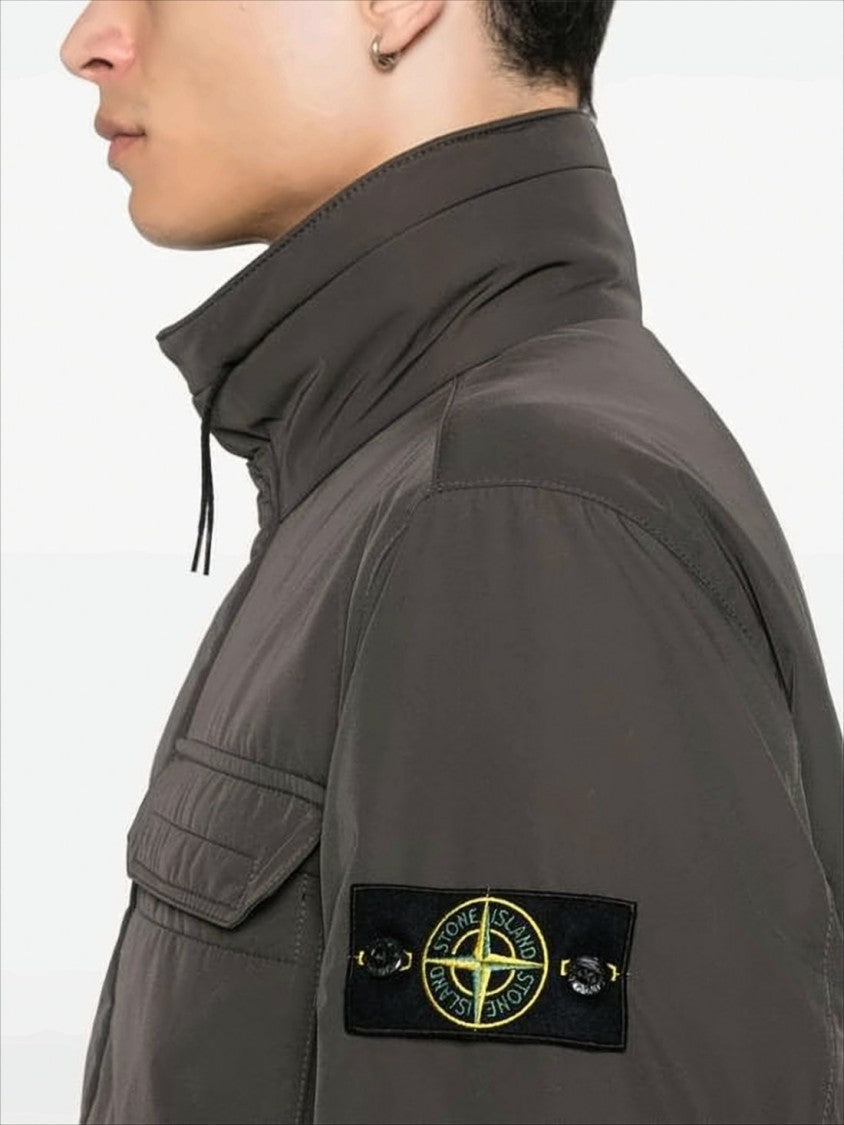High Stand Collar Padded Jacket with Utility Pockets