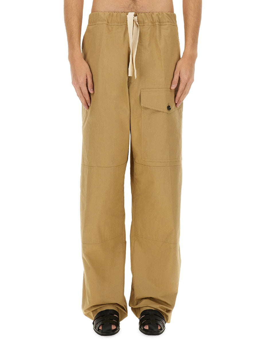 Straight-Cut Cotton Pants With Design