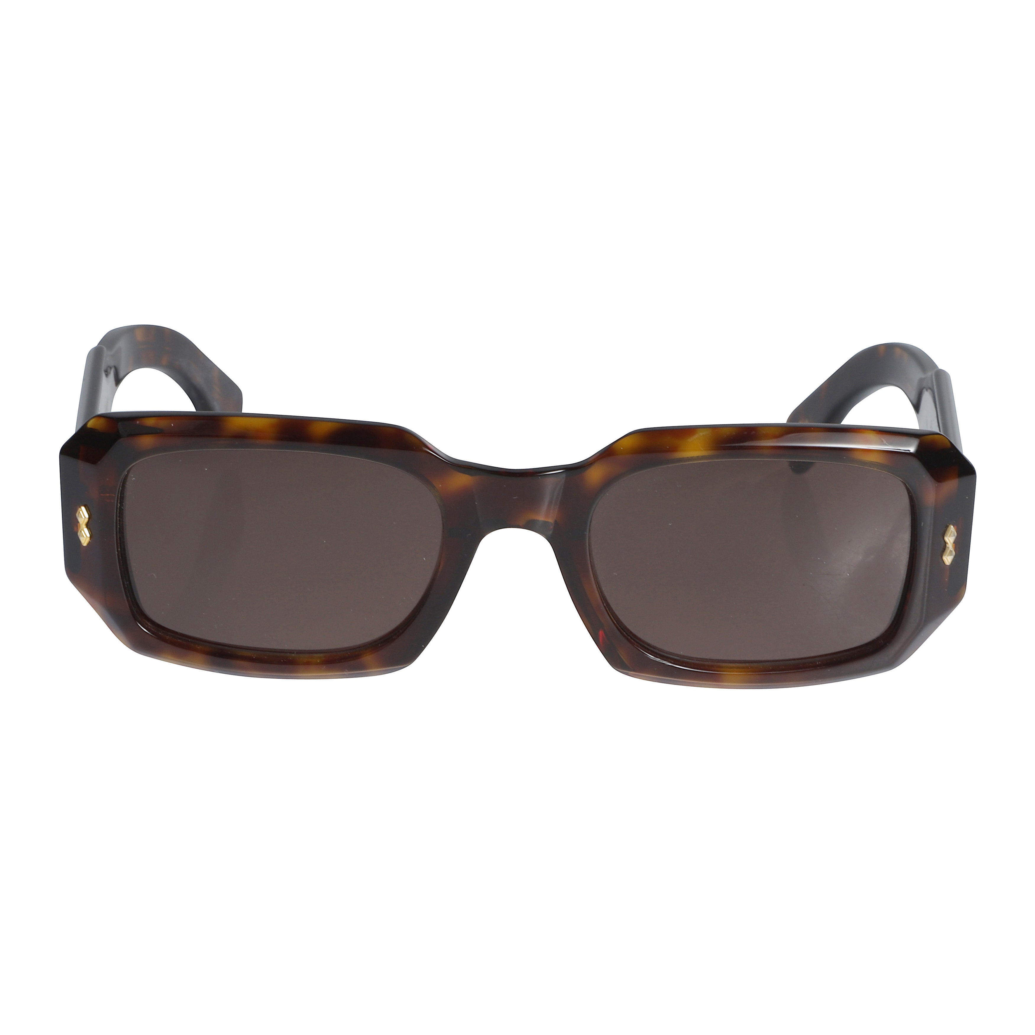 Klarissa Glamour Bold Tortoiseshell Rectangular Sunglasses with Metallic Logo