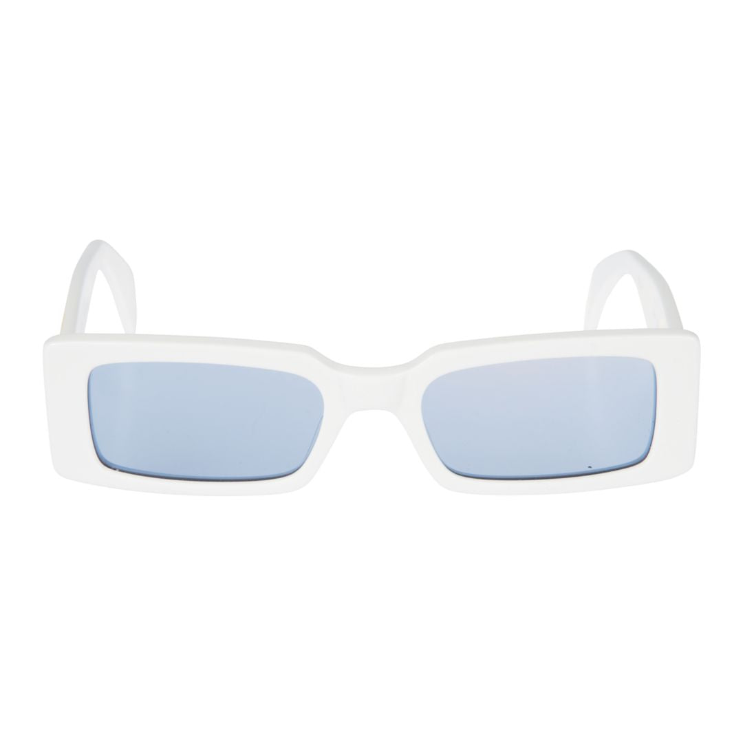 Pin-Up Bold Rectangular Sunglasses with Glossy White Frame