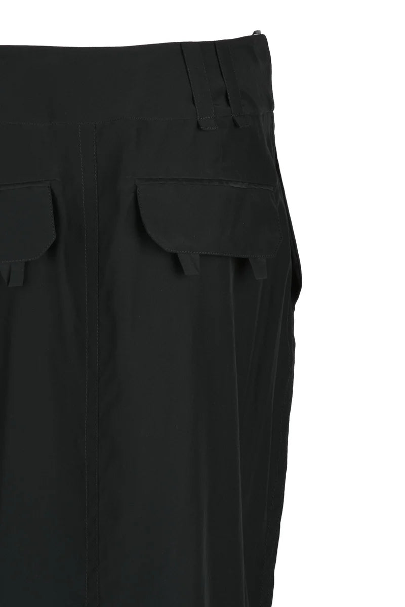Silk Midi Skirt - Black