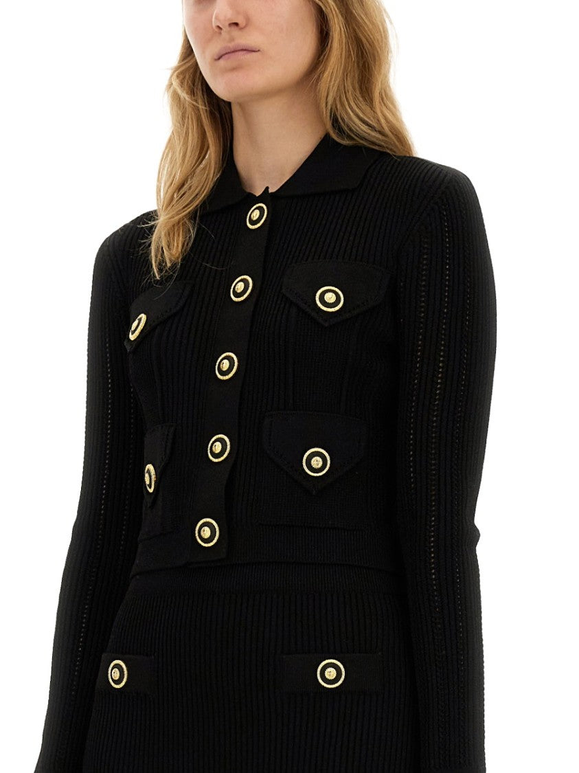 Fitted Black Knitted Cardigan