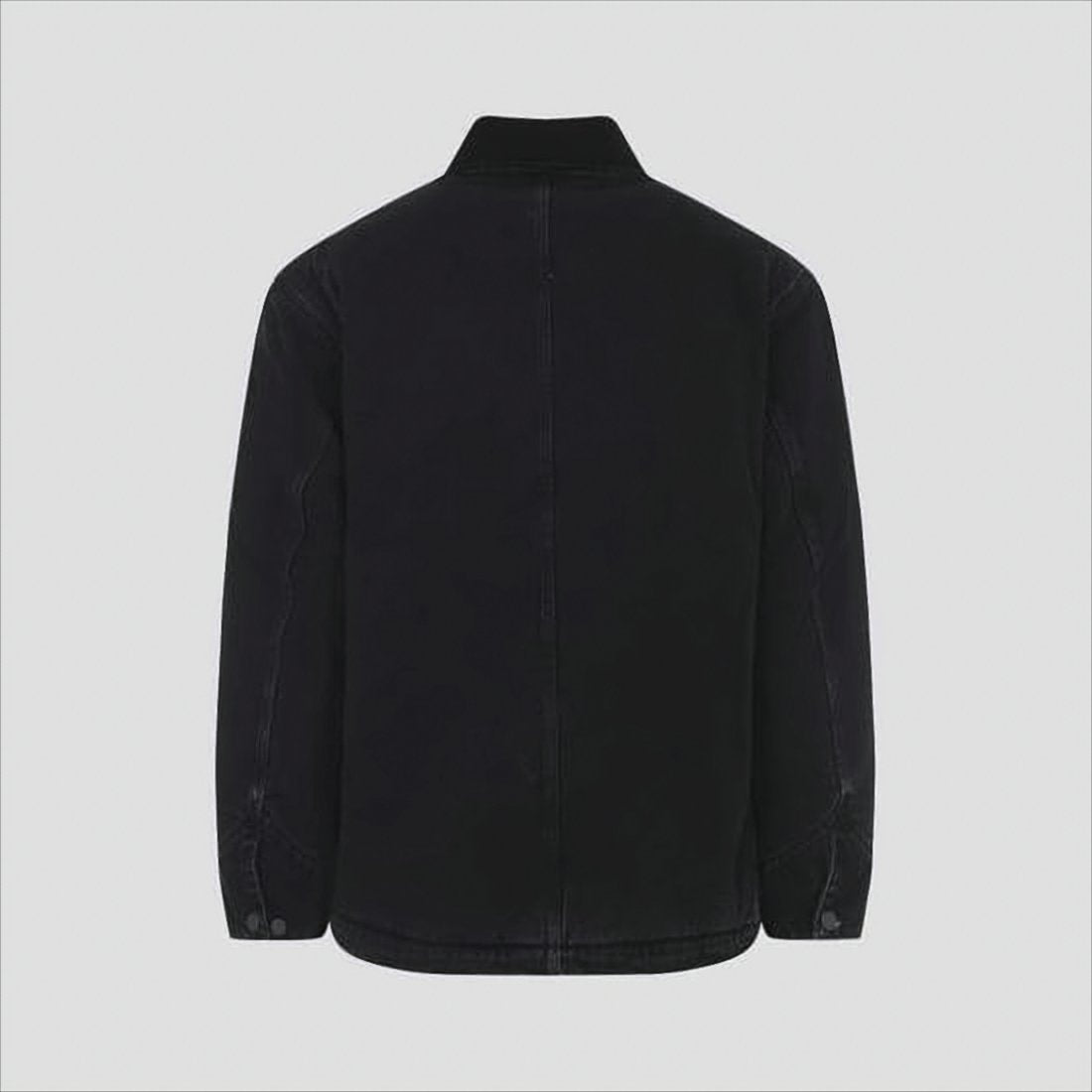 Structured Black Chore Coat With Button-Up Front