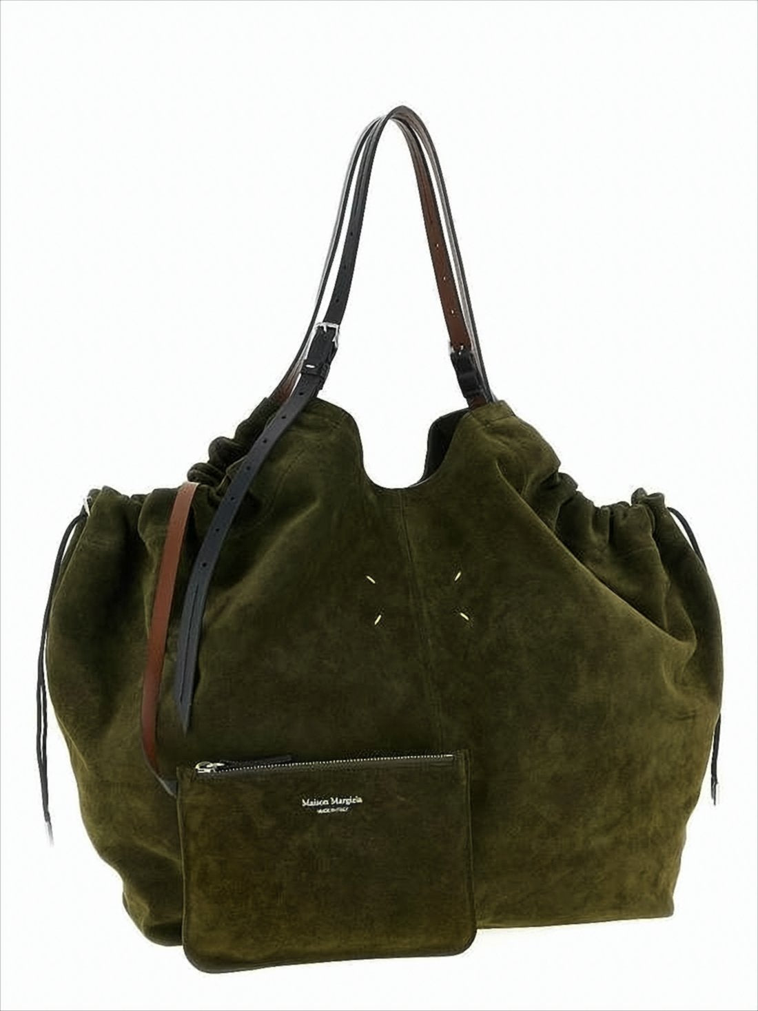 Spacious Green Suede Shoulder Bag
