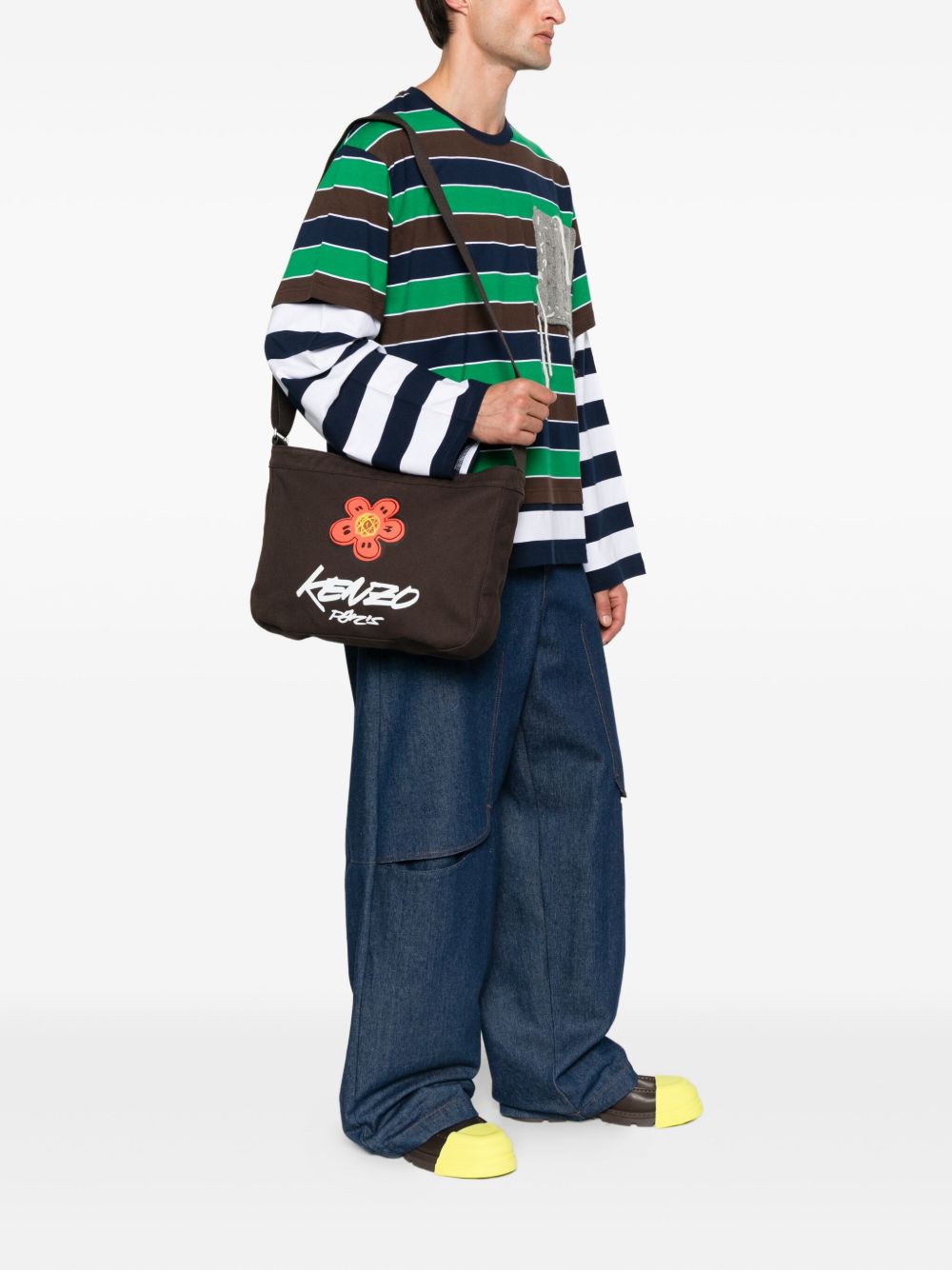 Rectangular Crossbody Bag With Graphic Floral Design