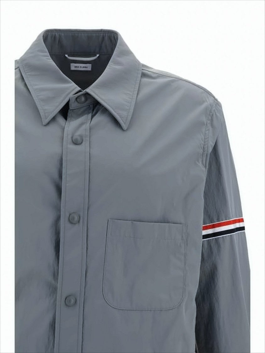 Long-Sleeve Shirt with Striped Detail and Classic Collar