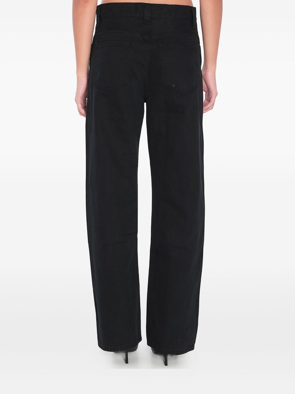 Relaxed Fit Straight Leg Jeans In Soft Black Cotton Denim