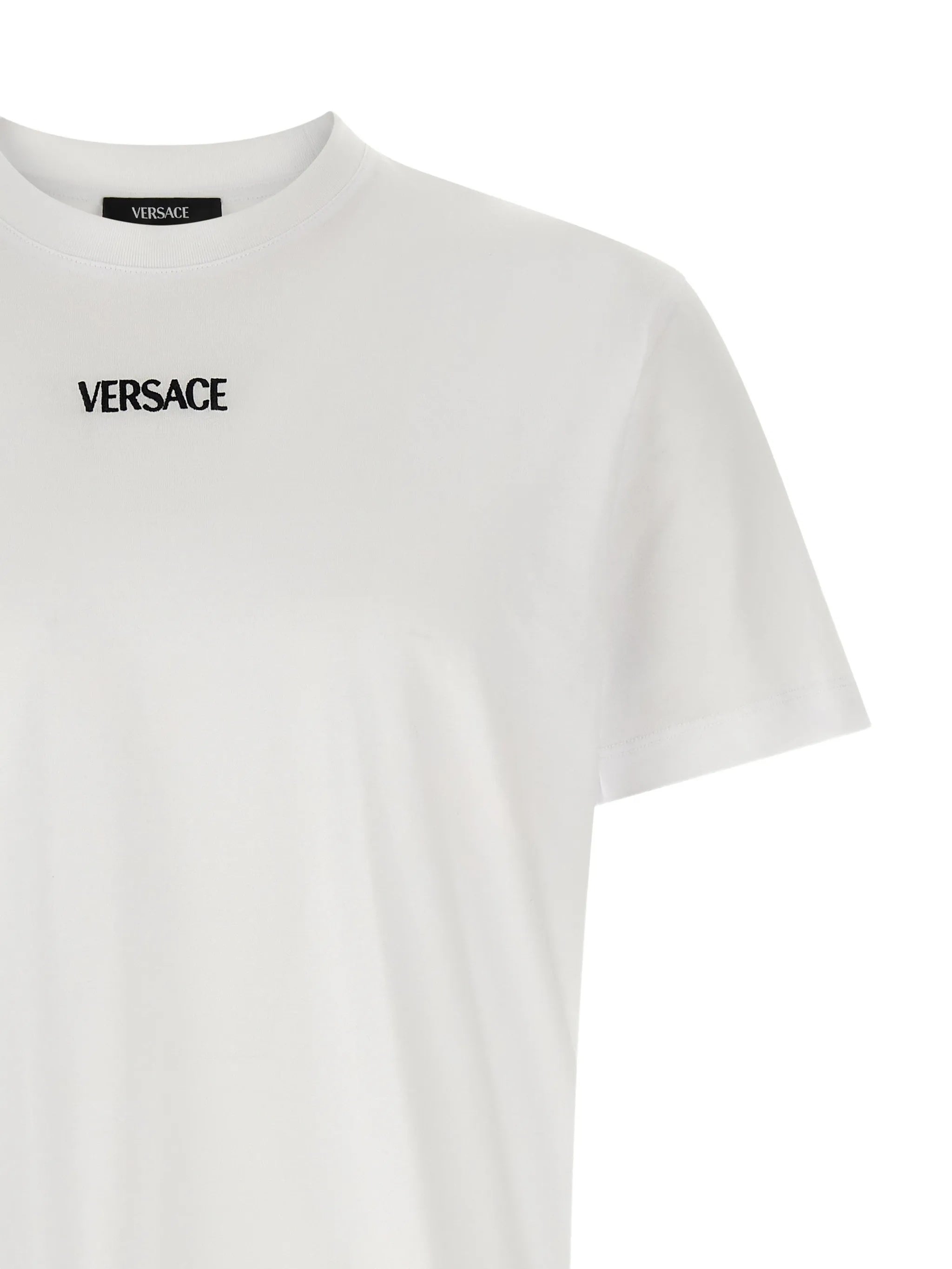 White Minimalist Embroidered Logo Cotton T-shirt
