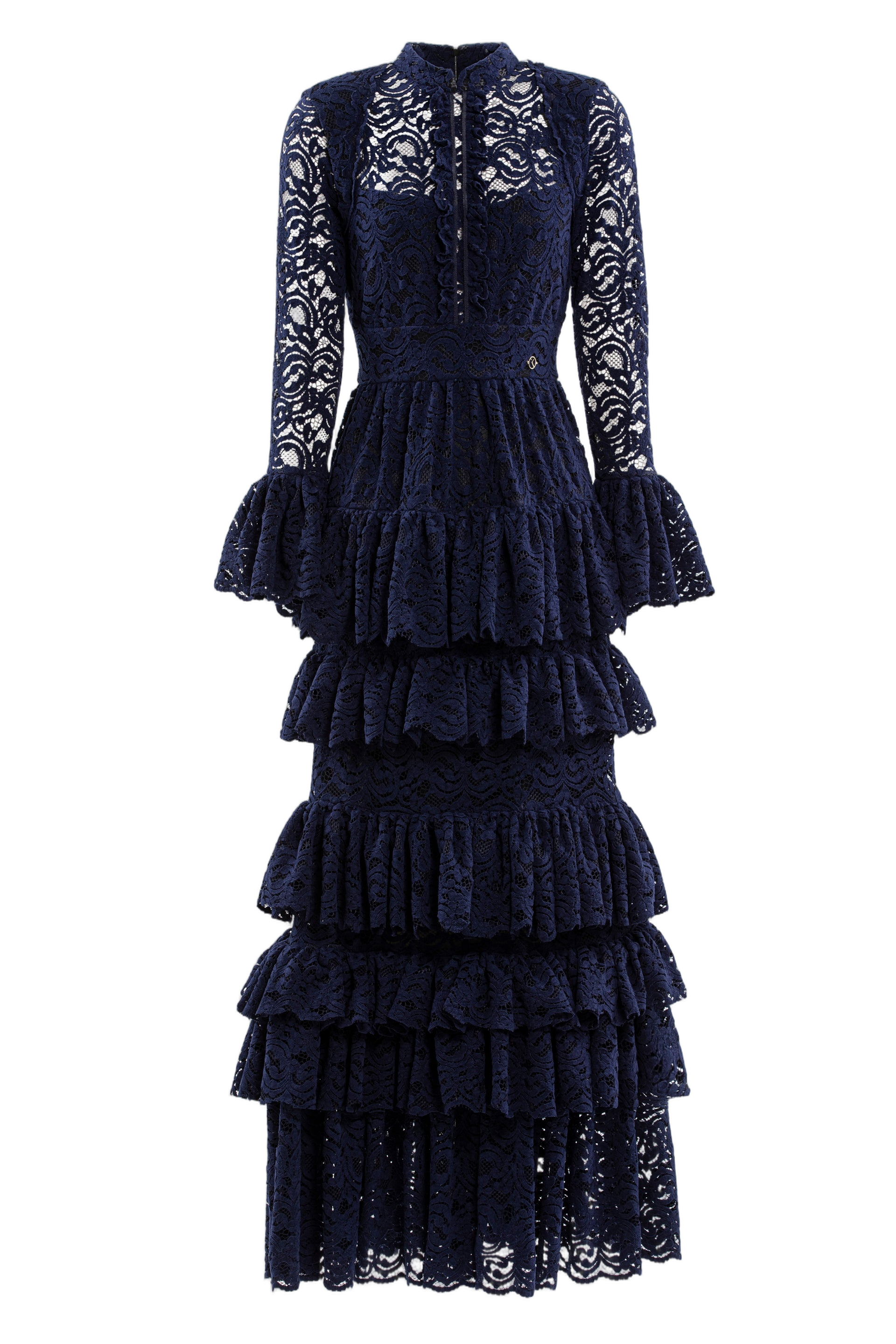 Ruffled Lace Long Dress