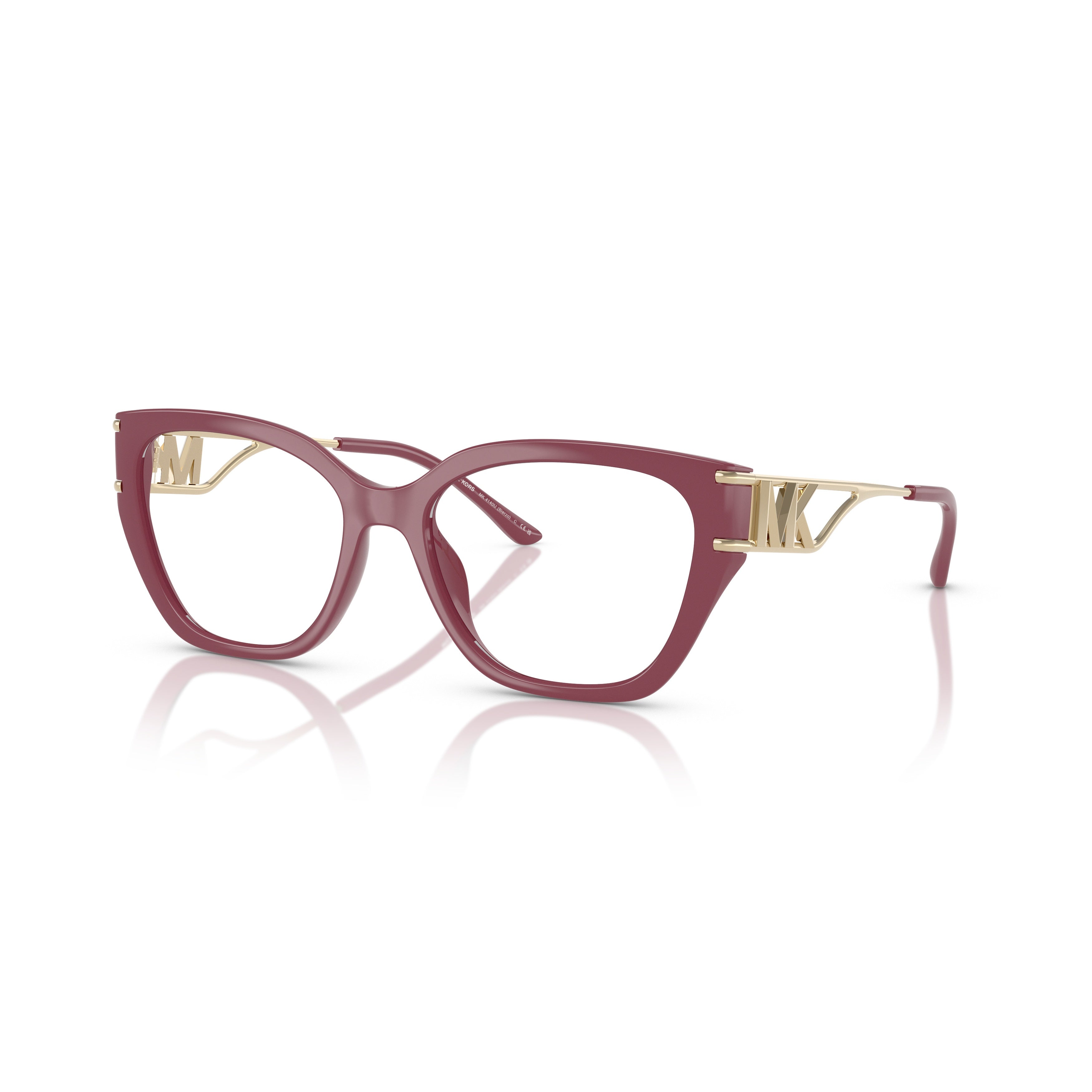 0mk4140u Bold Cat-Eye Eyeglasses with Gold Metal Temples