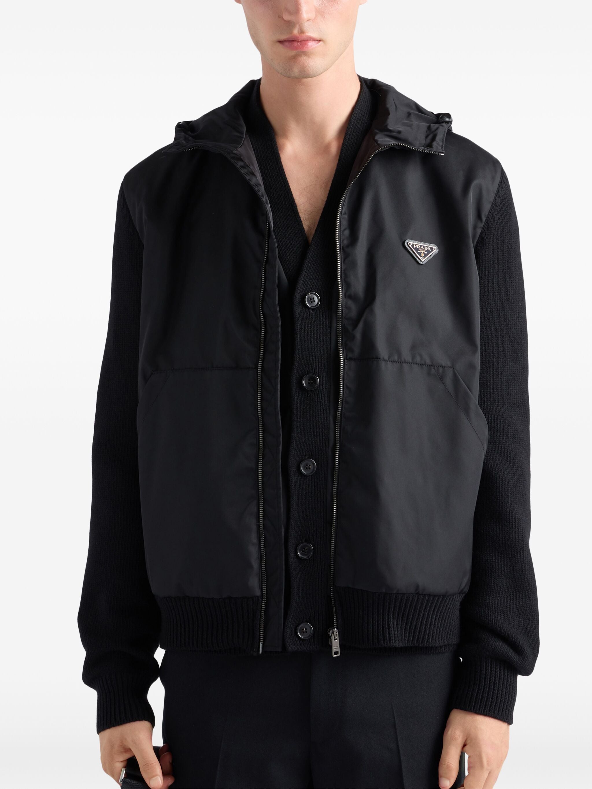 Black Cardigan Wool/Cashmere Re-Nylon Cardigan