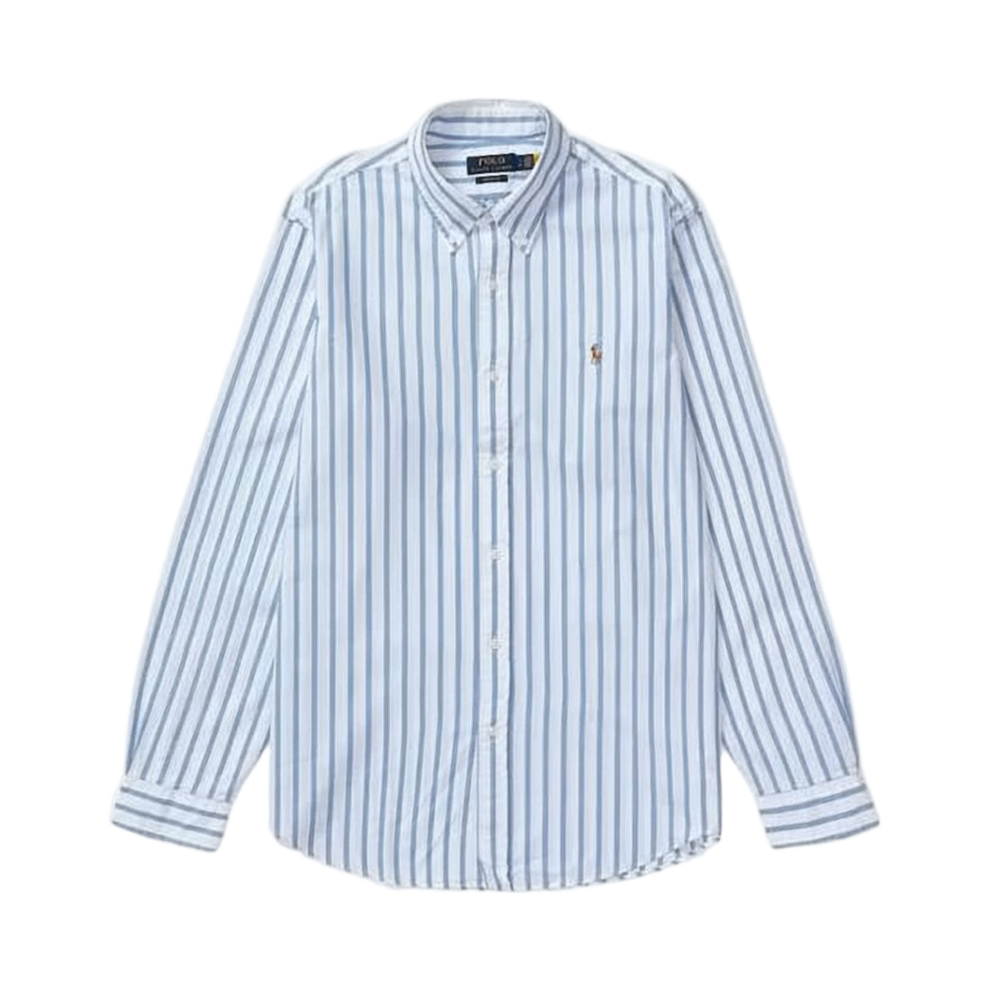 Vertical Striped Long-Sleeve Polo Shirt