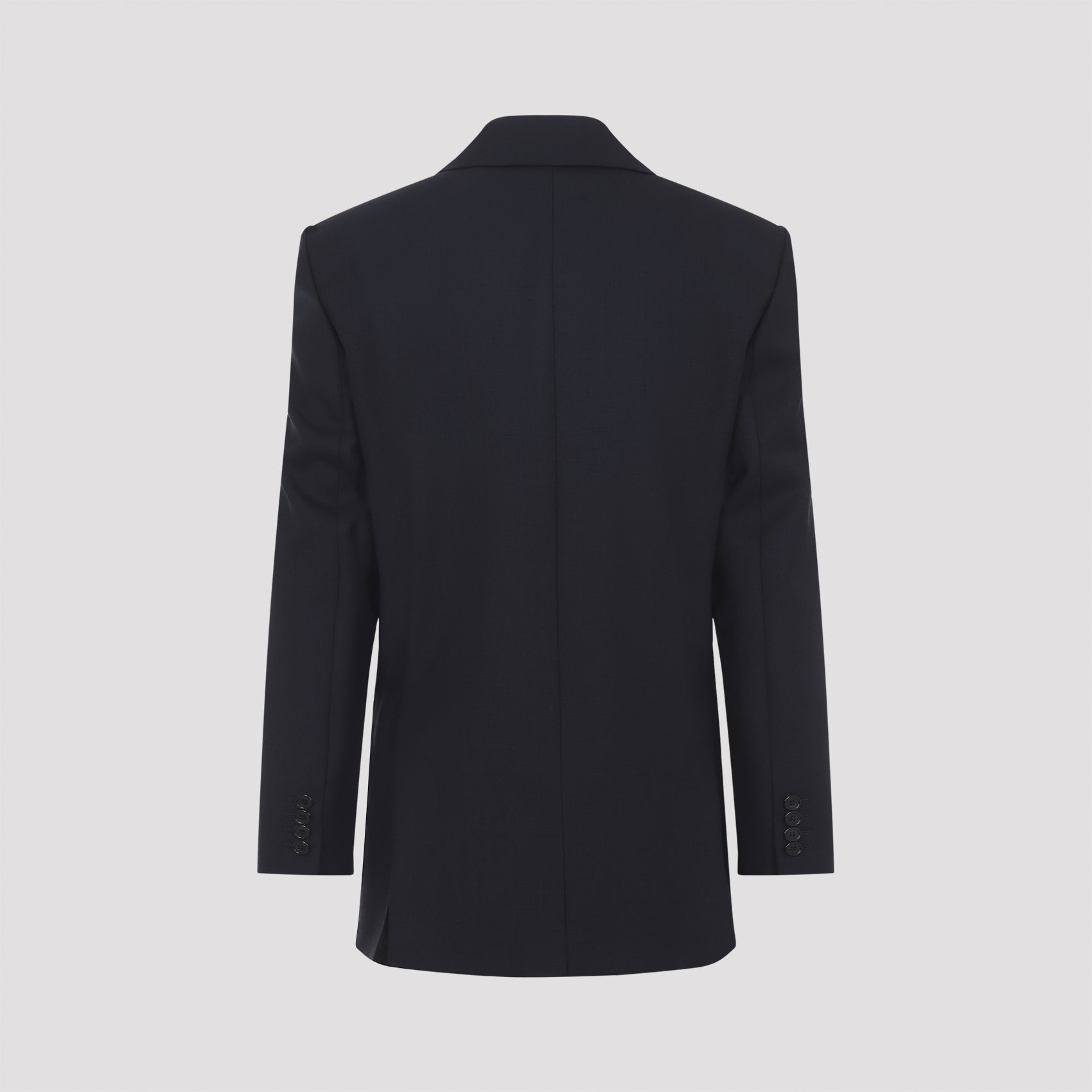 Tailored Double-Breasted Black Wool Blazer