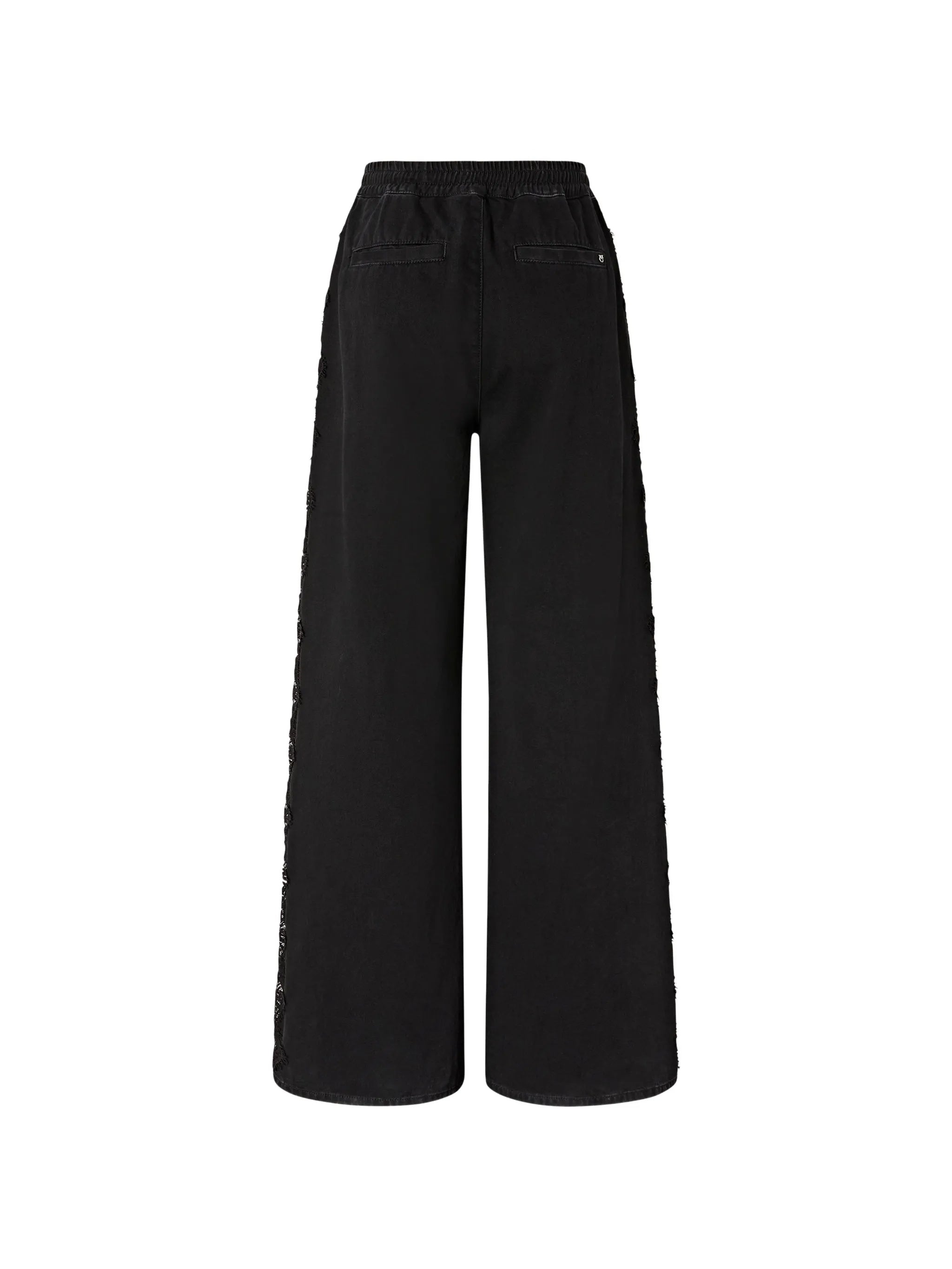 Black Palco Lace-Detail Wide-Leg Tailored Pants