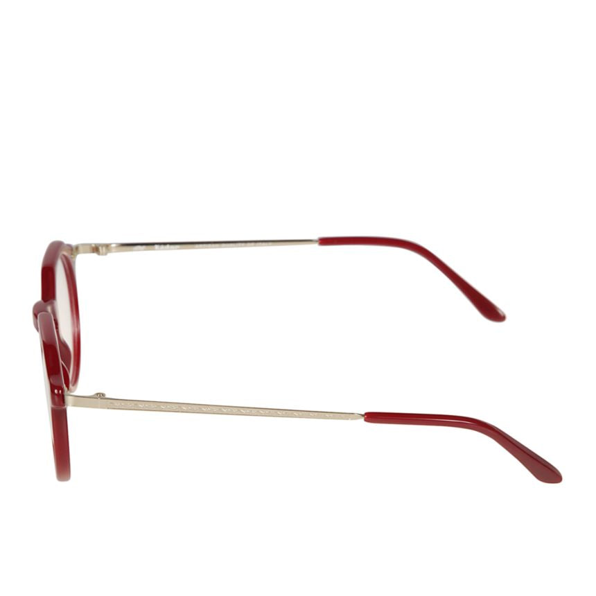 Rayan Round Frame Red Sunglasses with Metallic Temples