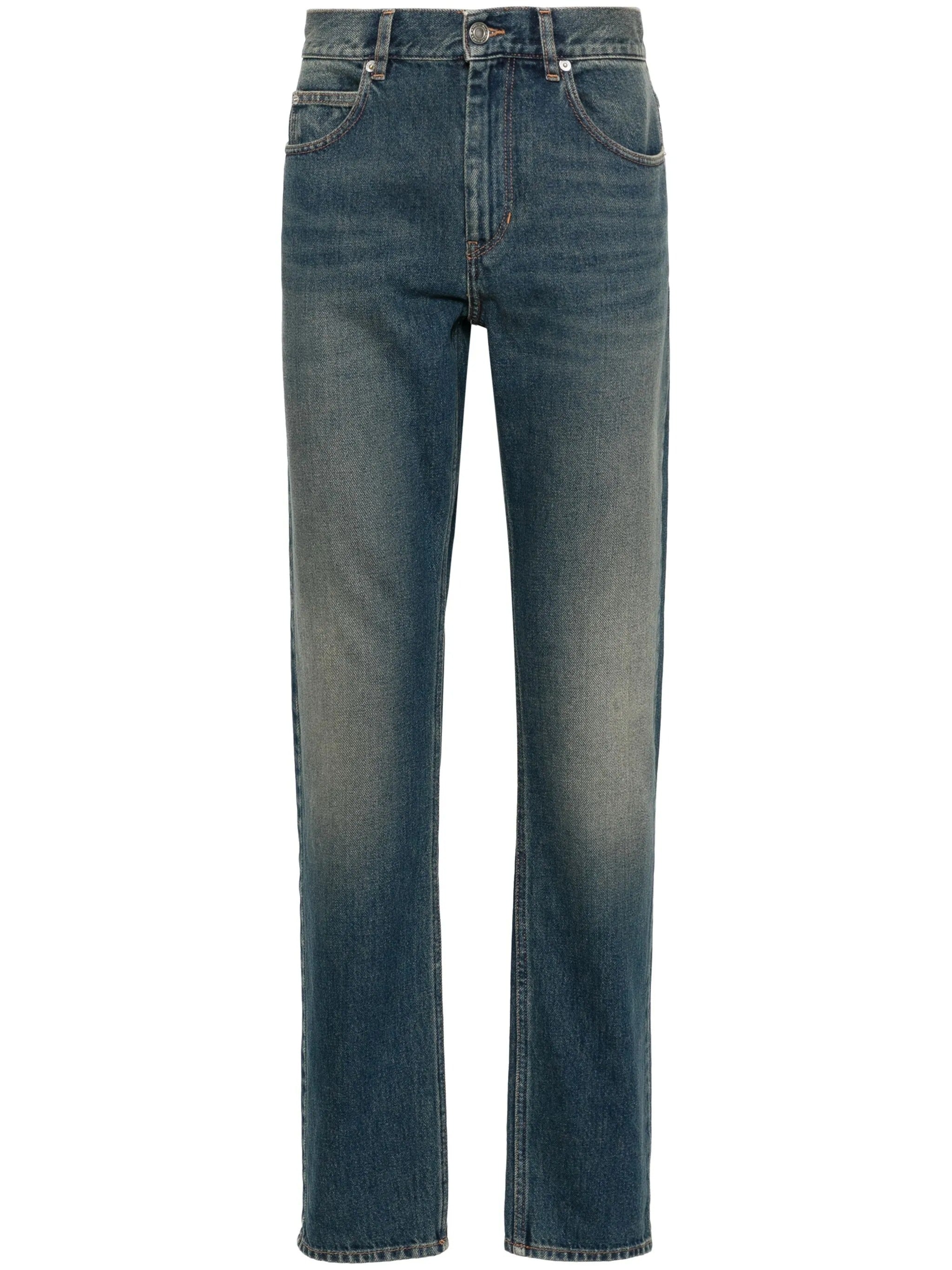 Straight-Leg Denim Pants with Subtle Fading