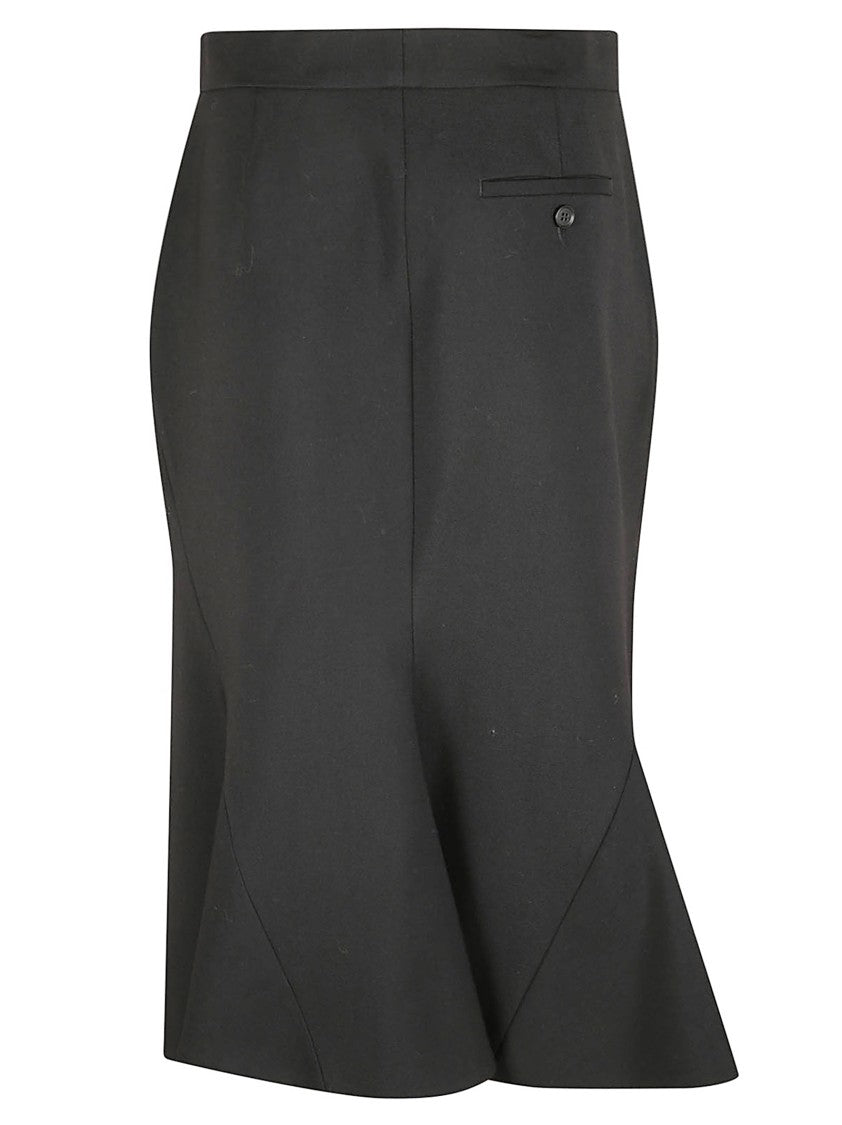 Tailored Black Wool Skirt With Front Slit