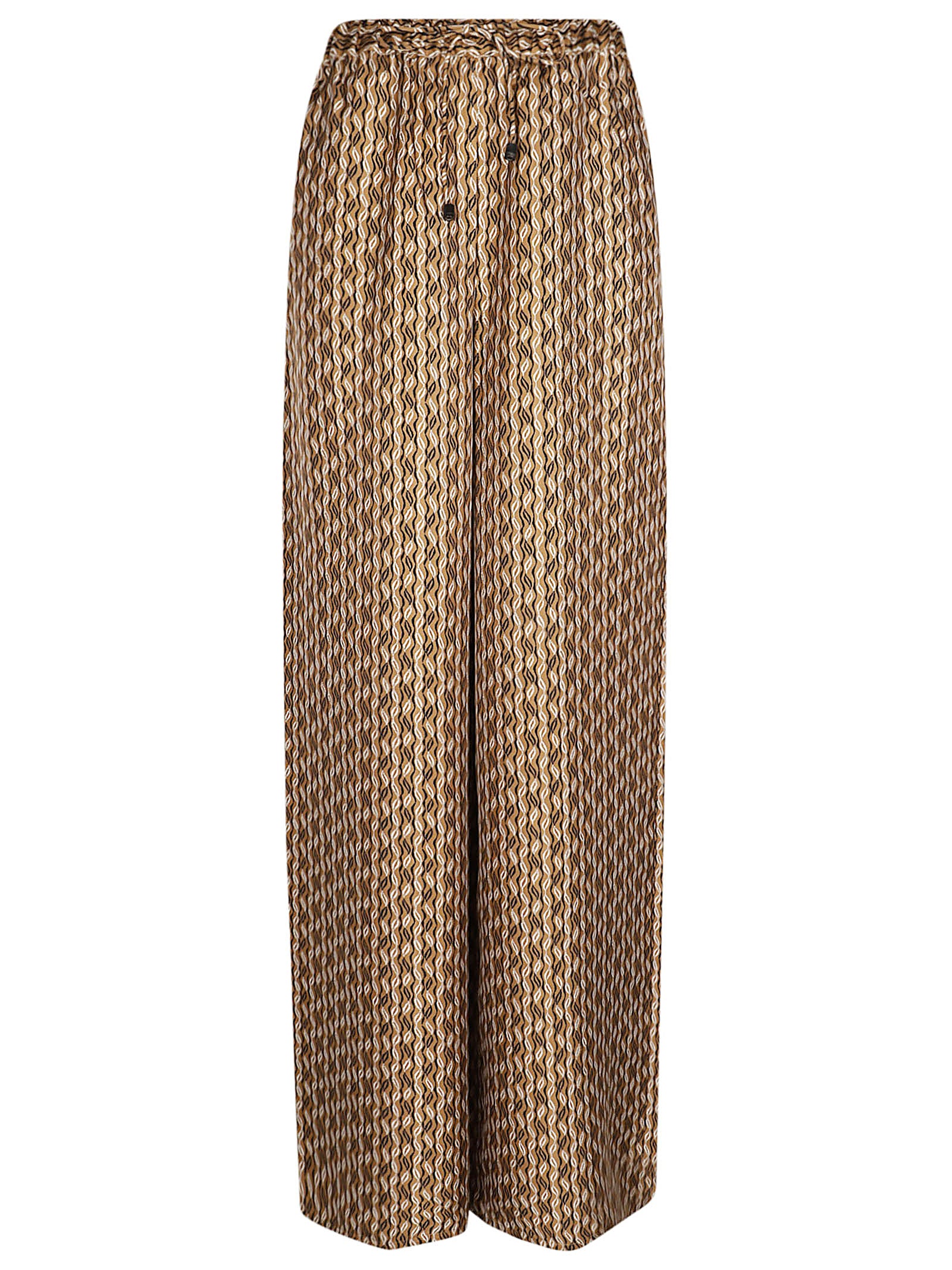 High-Waist Wide-Leg Trousers with Geometric Texture