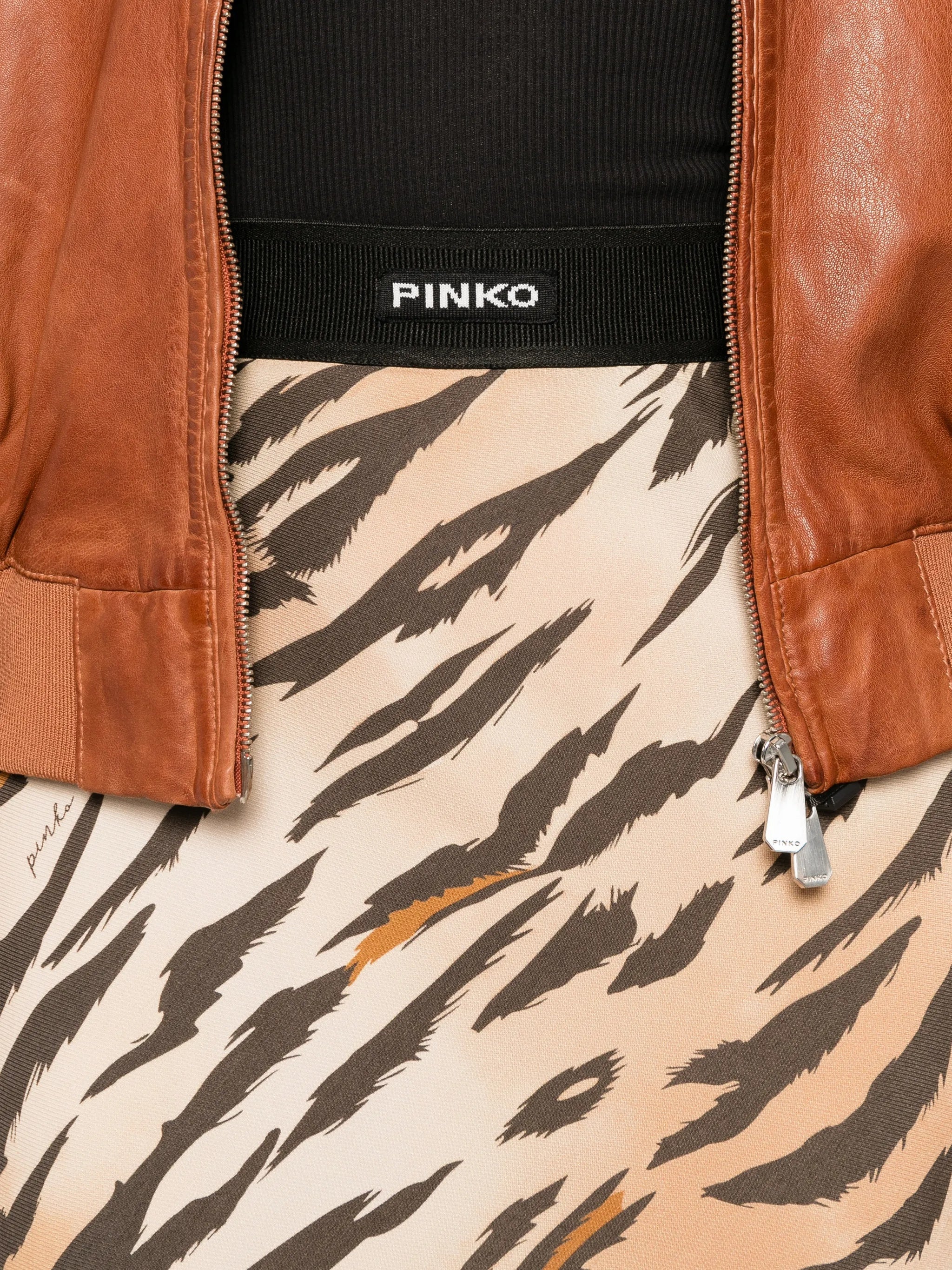 Beige/Brown Hollie Tiger-Stripe Midi Skirt