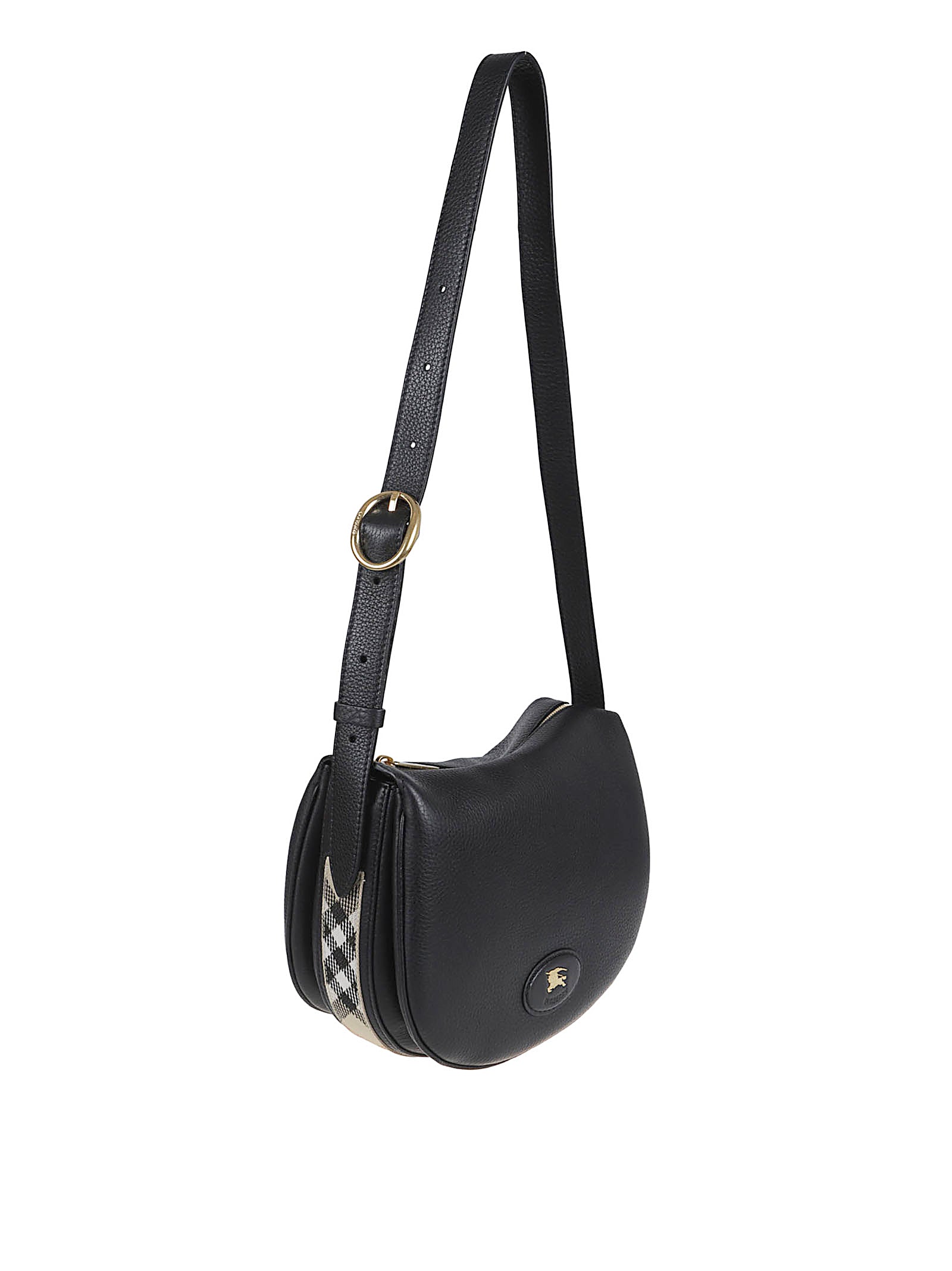 Rounded Black Leather Shoulder Bag