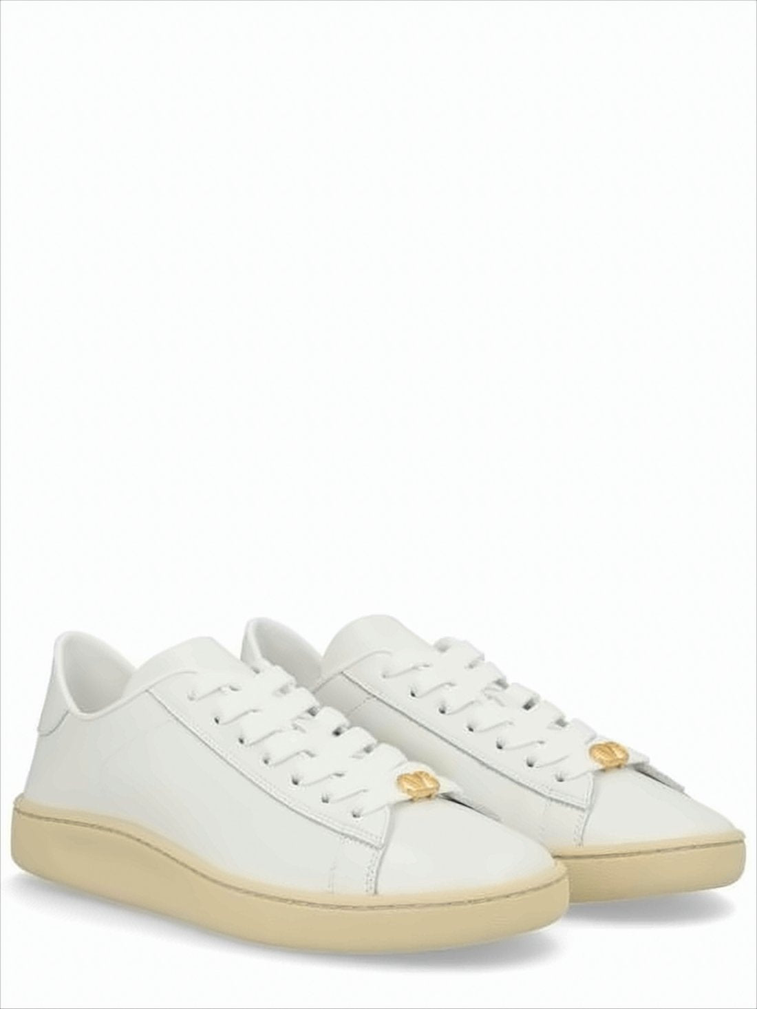 Low-Top Calf Leather Sneakers with Gold-Detail Accent
