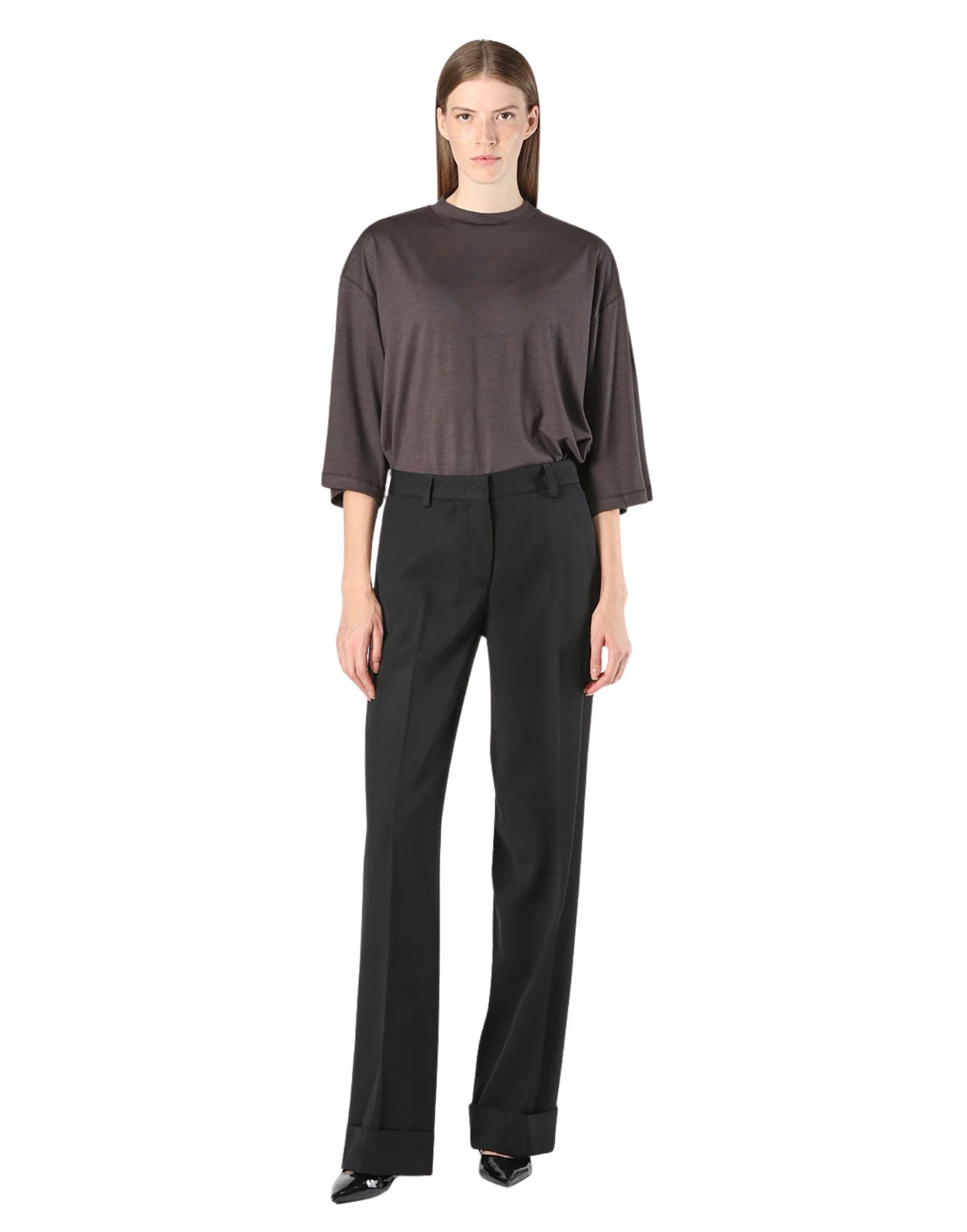 Black Ima Virgin Wool Palazzo Trousers