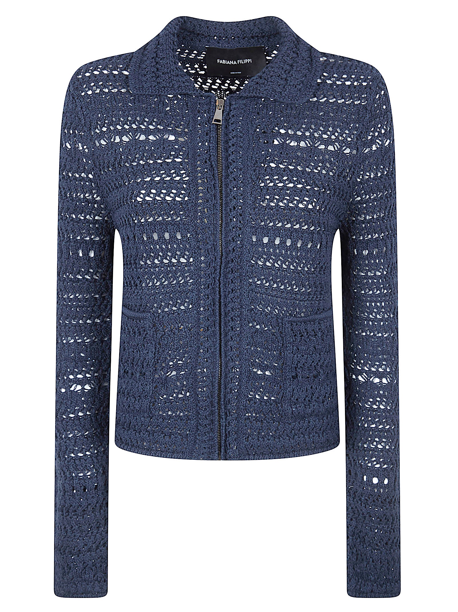 Cropped Crochet Jacket with Sequins