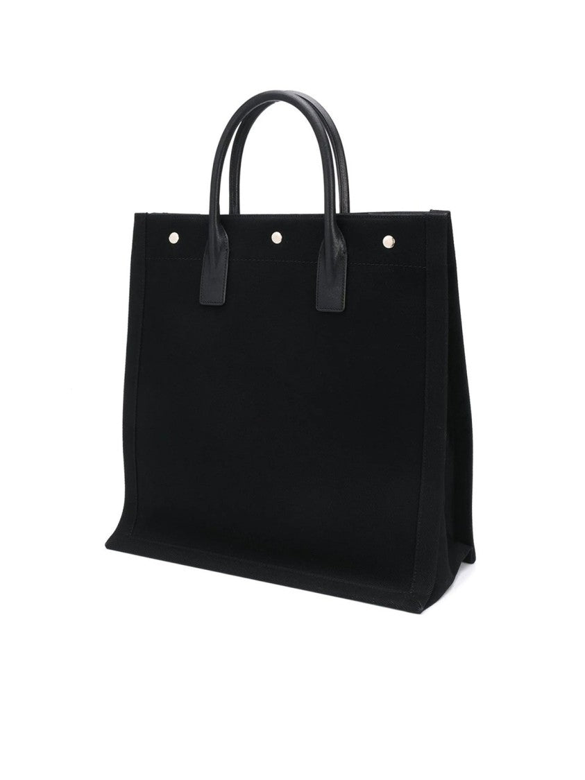 Structured Black Tote Bag with Dual Top Handles