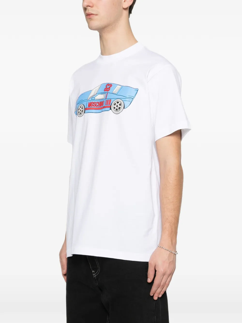 Colorful Graphic Sports Car T-Shirt With Classic Crew Neckline