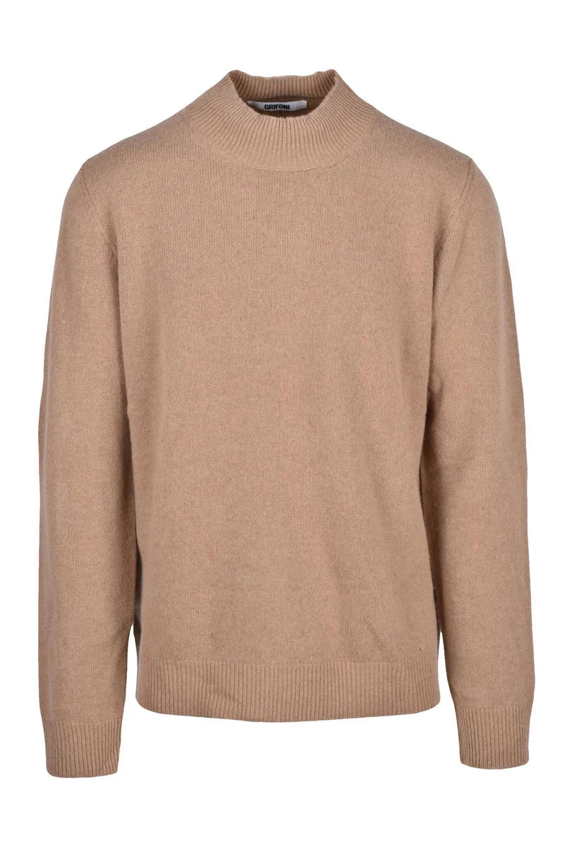 Volcano Neck Wool Sweater - Beige