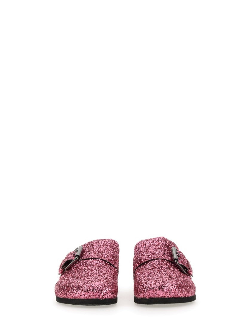 Glitter-Embellished Slip-On Sandals