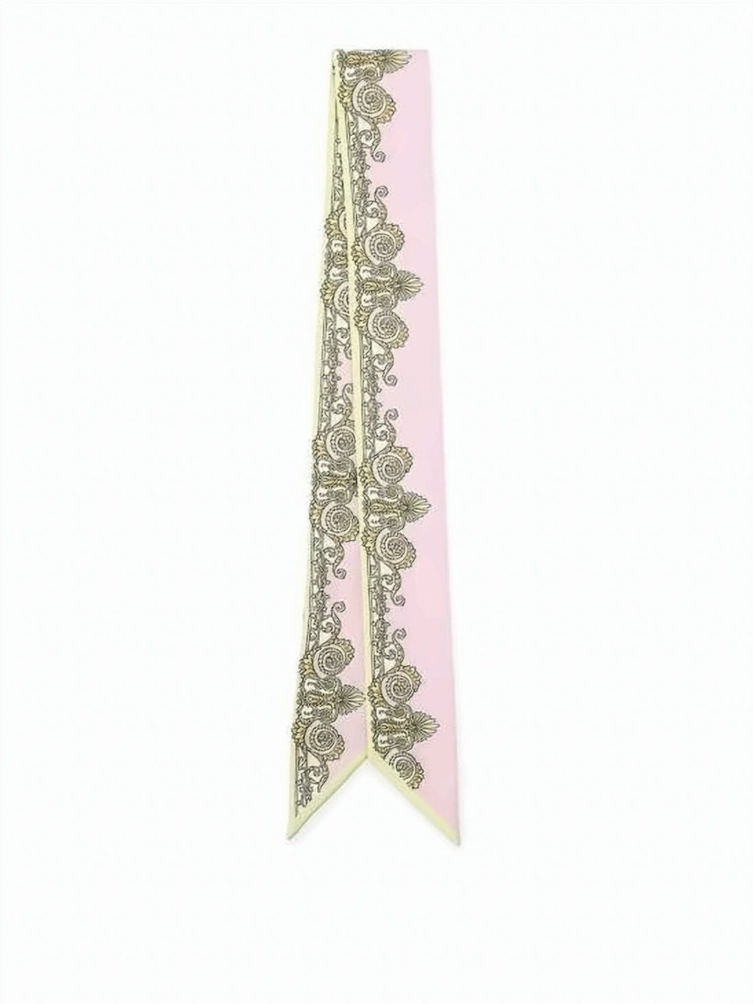 Baroque Pattern Silk Scarf with Pointed Ends