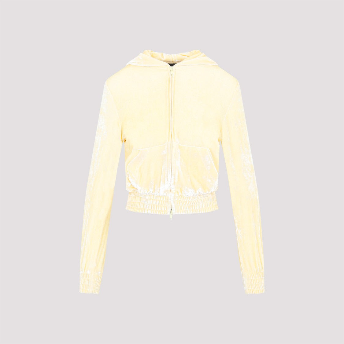 Fitted Zip-Up Cream Viscose Hoodie