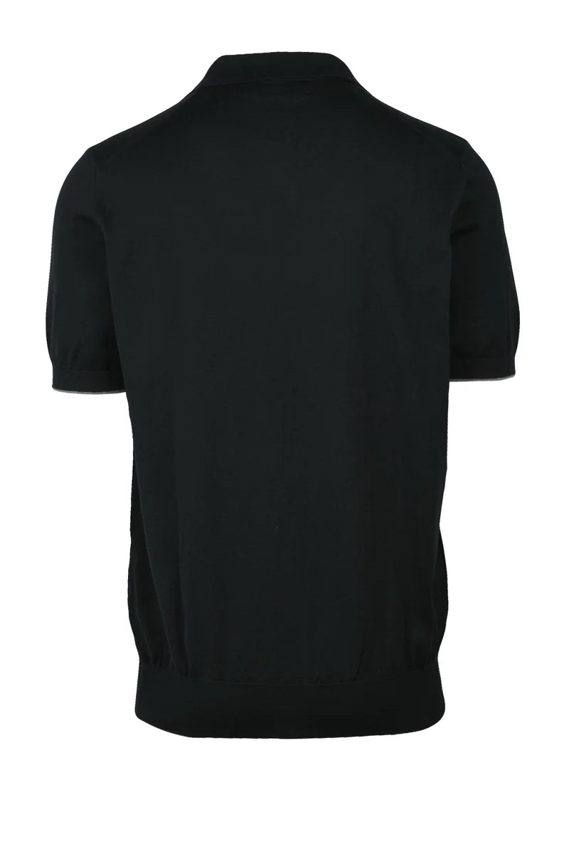 Cotton Knit Polo - Black