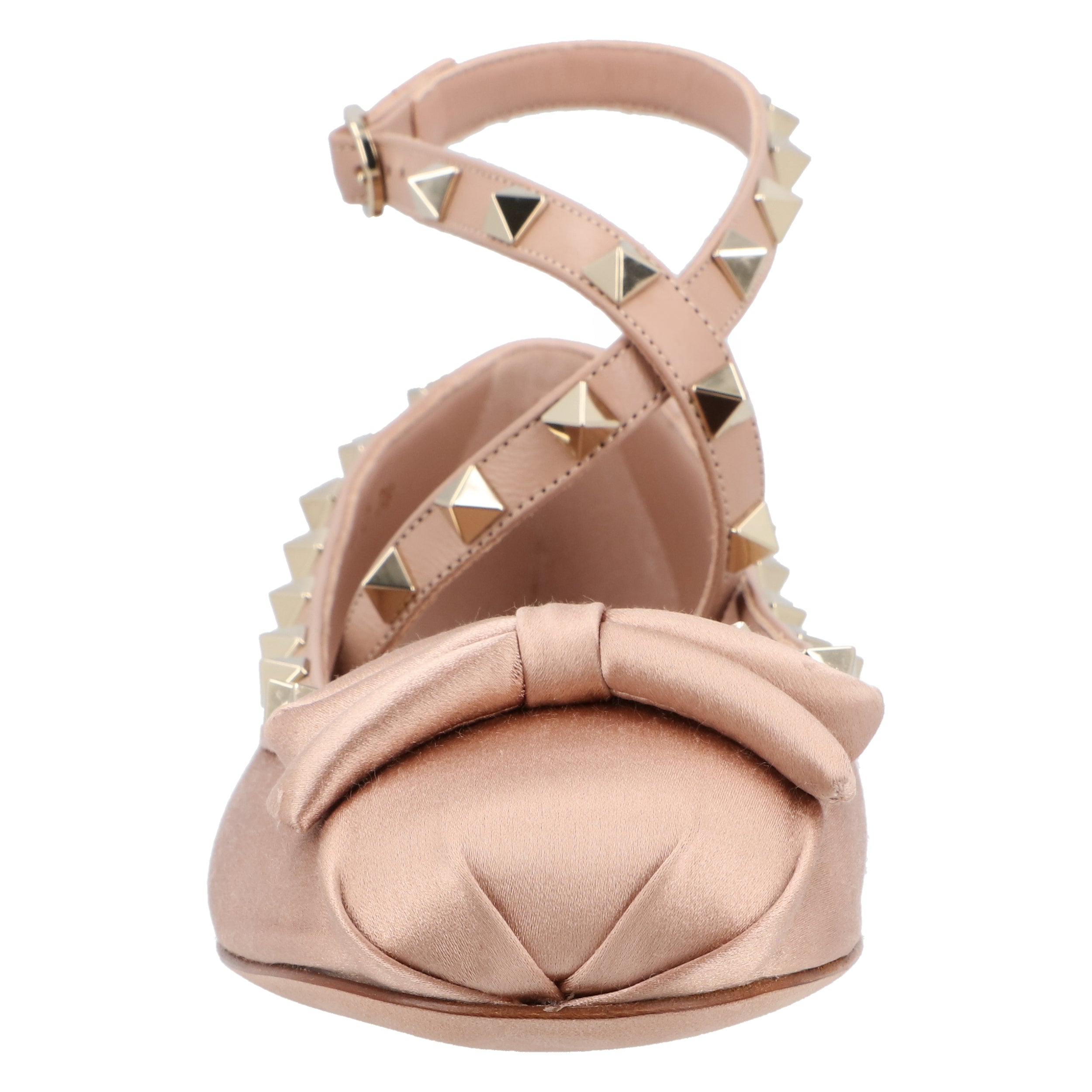 Rockstud Satin Ballerinas Nude