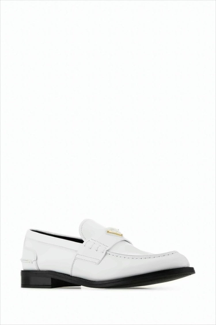 Minimalist White Calf Leather Loafer With Rubber Sole