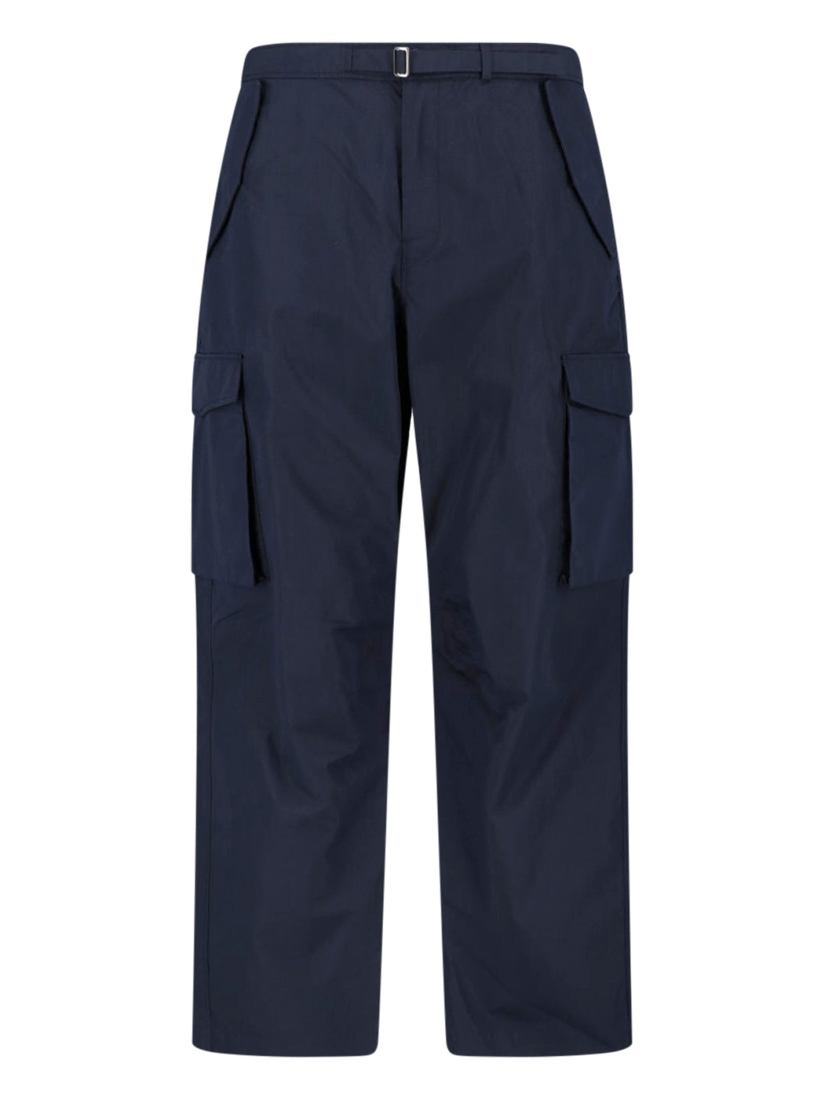 Blue Mid-Rise Cotton Blend Cargo Pants