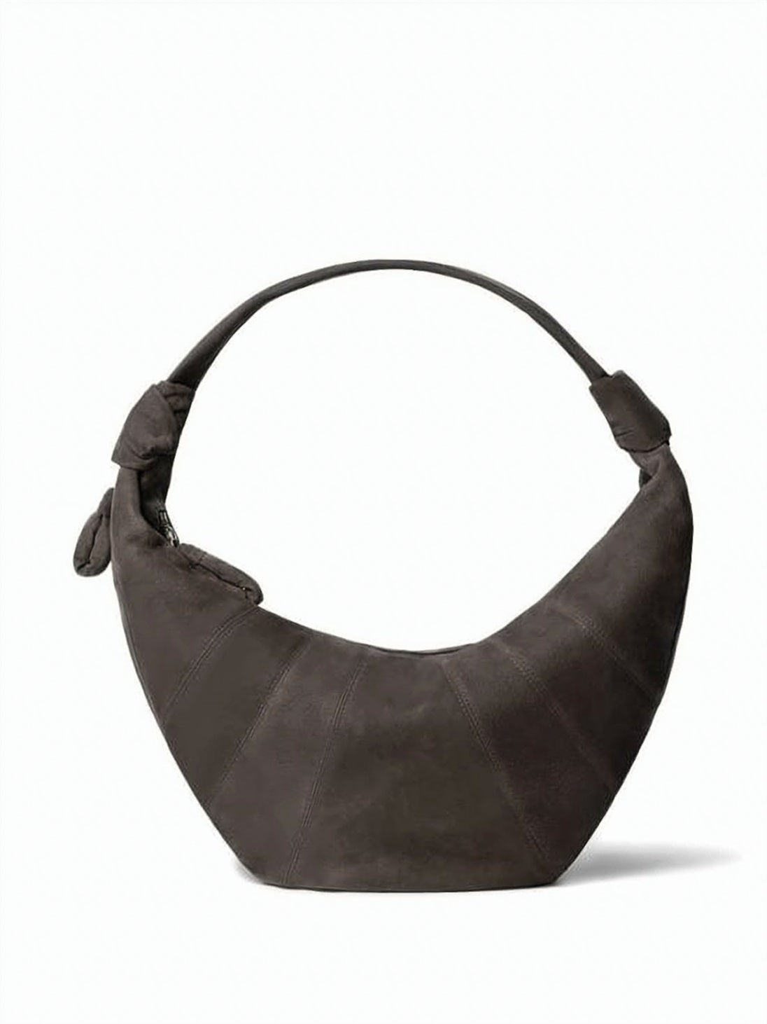 Crescent-Shaped Nubuck Leather Shoulder Bag