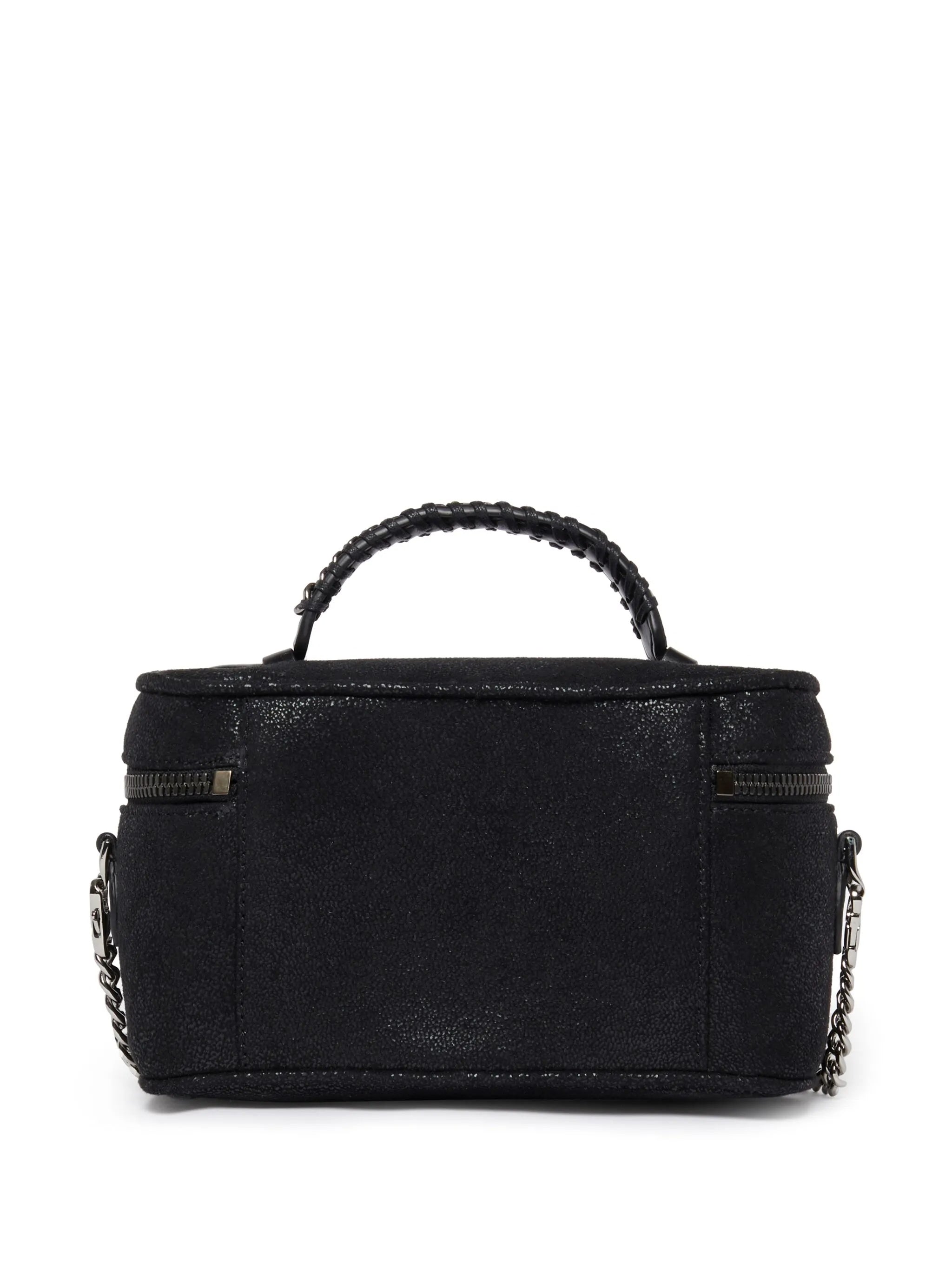 Textured Black Vanity Case With Braided Handle
