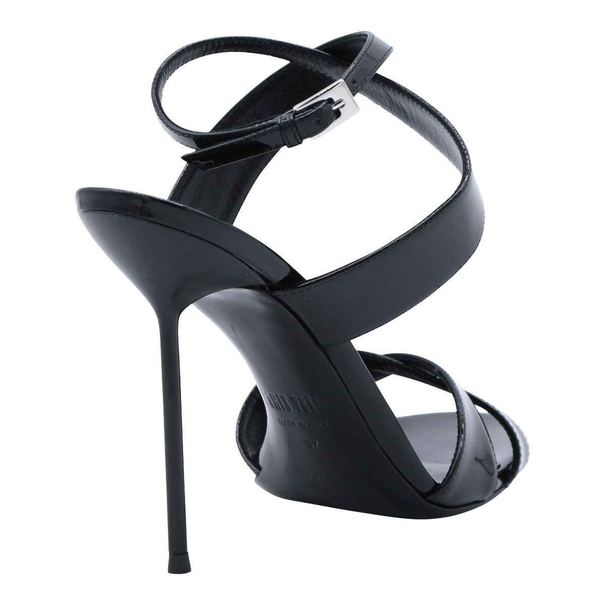 High-Heeled Black Sandals with Straps