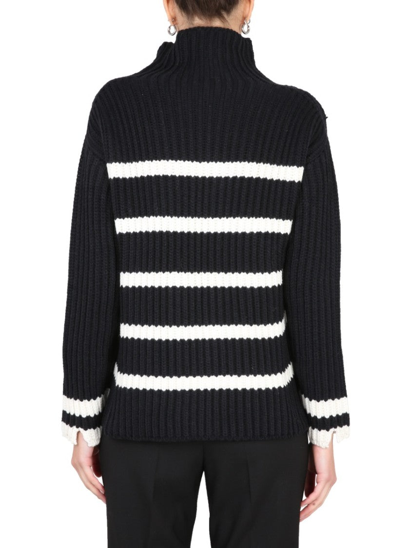 Chunky Knit Turtleneck With Ribbed Collar