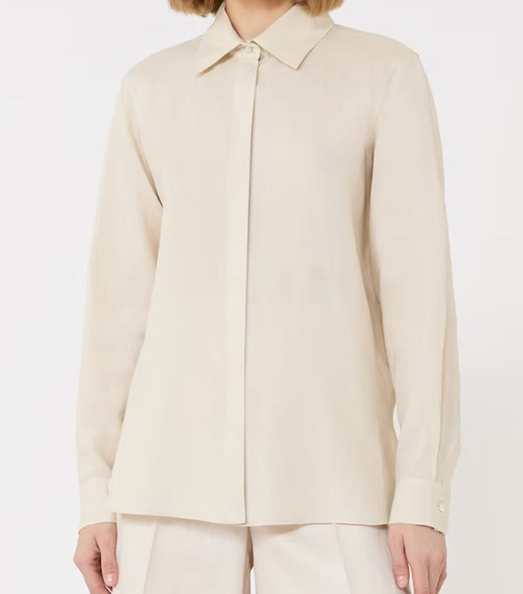 Silk Shirt with Concealed Button Placket