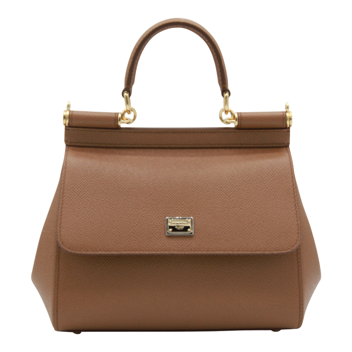 Trapezoidal Handbag with Gold-tone Hardware