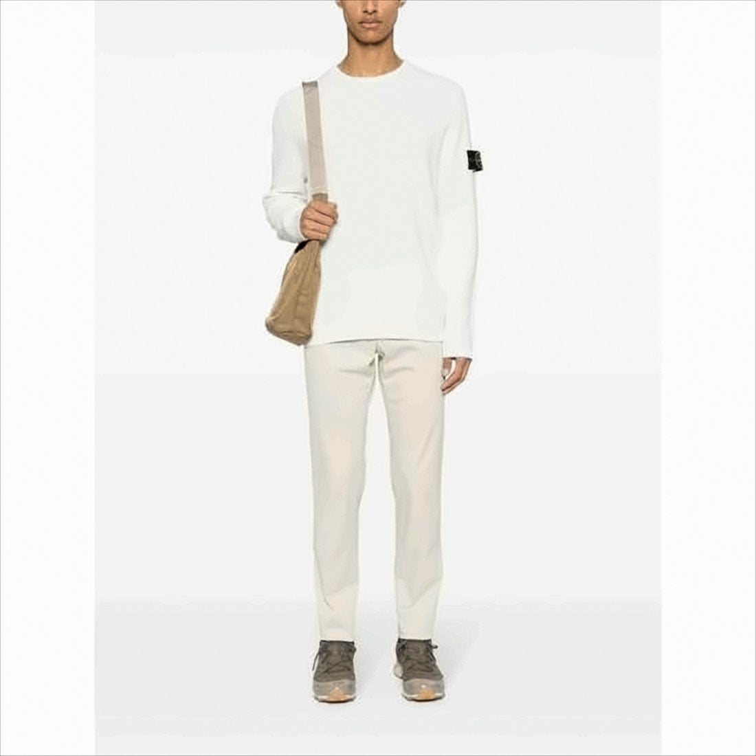 Long Sleeve White Cotton Sweater