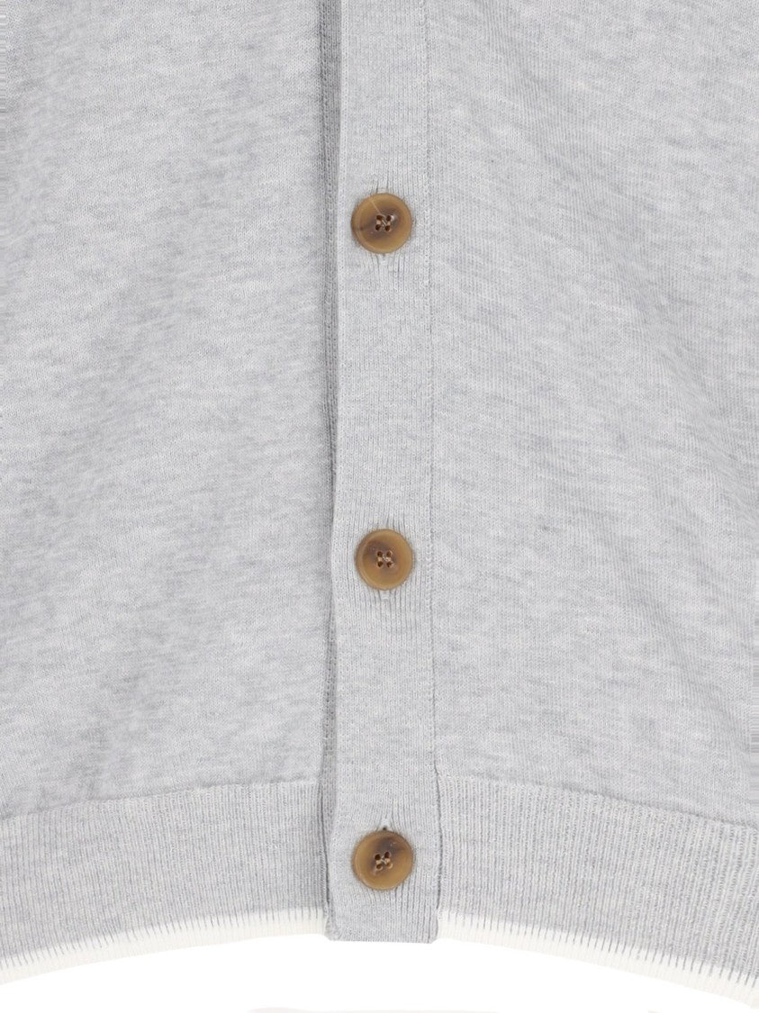 Classic V-Neck Knit Cardigan With Embroidered Emblem